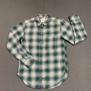 Abercrombie & Fitch Soft A&F Collection Green Plaid Flannel Shirt Womens XS